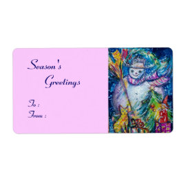 クリスマスツリー、フクロウ、おもちゃ付き雪だるま ラベル