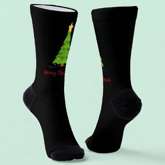 クリスマスツリー ブラックのメリークリスマス ソックス