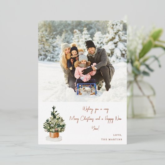 クリスマスツリー – ブルーノートフォトクリスマス 箔招待状 (立ち正面)