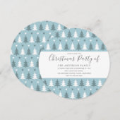 クリスマスツリー ブルー グレー クリスマスパーティー サークル 招待状 (正面/裏面)