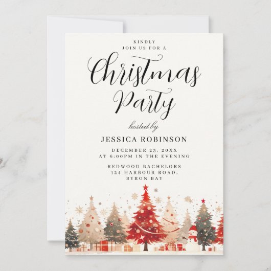 クリスマスツリー&プレゼントすべてのイベントクリスマスパーティー 招待状 (正面)