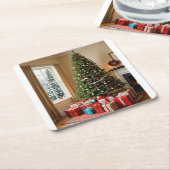 クリスマスツリー&プレゼントコースター スクエアペーパーコースター (アングル)