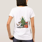 クリスマスツリー&プレゼントサプライズ猫 Tシャツ (裏面)