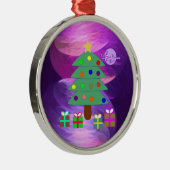 クリスマスツリー&プレゼントズシルバーラウンドオーナメント メタルオーナメント (右)