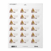 クリスマスツリー、プレゼント休日 ラベル (フルシート)