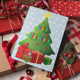 クリスマスツリー&プレゼント冬雪あなたのメッセージ シーズンカード
