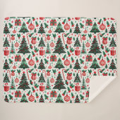 クリスマスツリー、プレゼント、キャンディーケーン シェルパブランケット (正面(横))