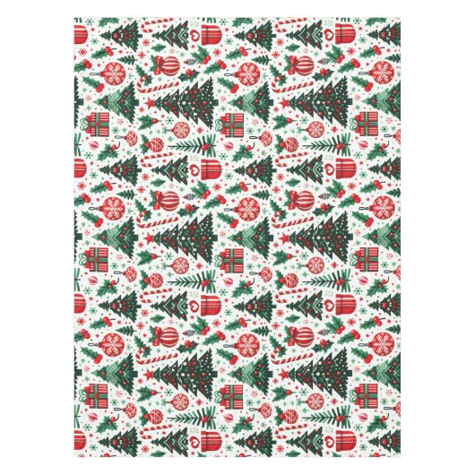 クリスマスツリー、プレゼント、キャンディーケーン テーブルクロス (正面)