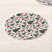 クリスマスツリー、プレゼント、キャンディーケーン ペーパーコースター (アングル)