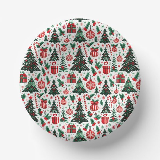 クリスマスツリー、プレゼント、キャンディーケーン ペーパーボウル (正面)