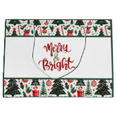 クリスマスツリー、プレゼント、キャンディーケーン ラージペーパーバッグ (正面)