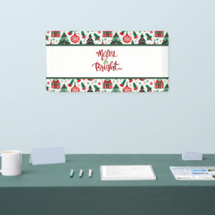 クリスマスツリー、プレゼント、キャンディーケーン 横断幕