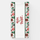 クリスマスツリー、プレゼント、キャンディーケーン 横断幕 (縦)