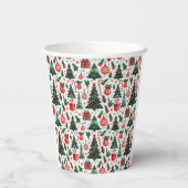 クリスマスツリー、プレゼント、キャンディーケーン 紙コップ (裏面)
