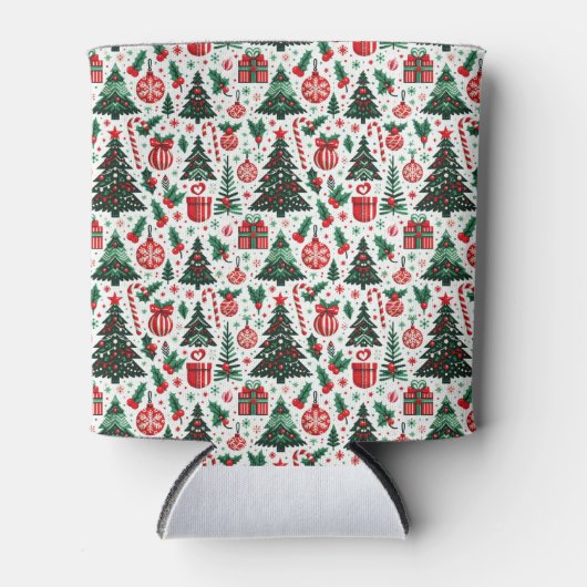 クリスマスツリー、プレゼント、キャンディーケーン 缶クーラー (正面)