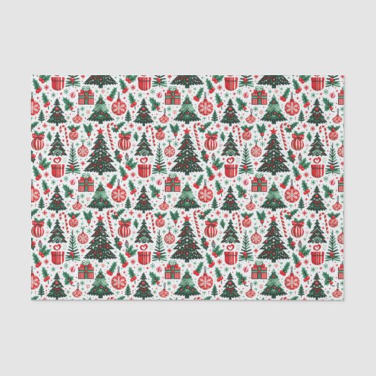 クリスマスツリー、プレゼント、キャンディーケーン 薄葉紙 (正面)