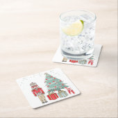 クリスマスツリー&プレゼント スクエアペーパーコースター (インサイチュ)