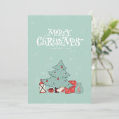 クリスマスツリー&プレゼント ホリデーカード-5x7 シーズンカード (スタンド正面)
