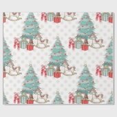 クリスマスツリー、プレゼント、ロッキングホース ラッピングペーパー (フラット)