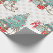 クリスマスツリー、プレゼント、ロッキングホース ラッピングペーパー (角)
