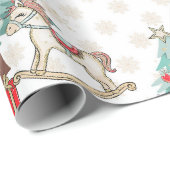 クリスマスツリー、プレゼント、ロッキングホース ラッピングペーパー (ロールコーナー)