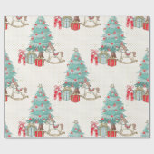 クリスマスツリー、プレゼント、揺れ馬 ラッピングペーパー (フラット)