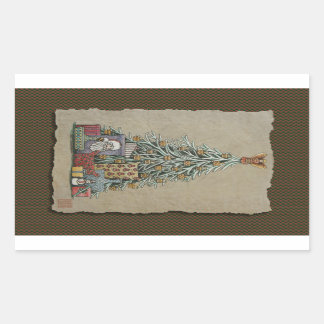 クリスマスツリー&プレゼント 長方形シール