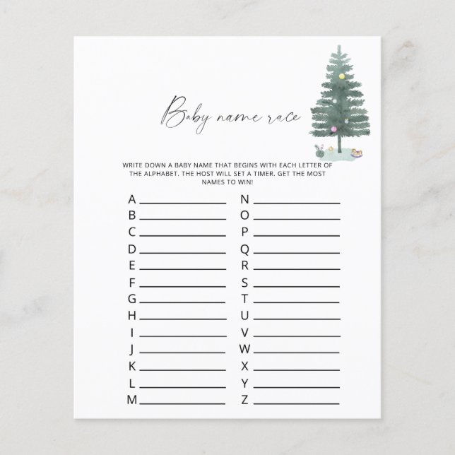 クリスマスツリー – ベビー名レースゲーム (正面)