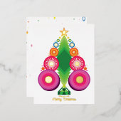 クリスマスツリー ホリデー箔押し ゴールド ポストカード (正面/裏面)