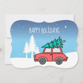クリスマスツリー ホリデー マット仕上げ 5" x 7"カード & 封筒 シーズンカード