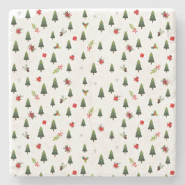 クリスマスツリー&ボウ ストーンコースター