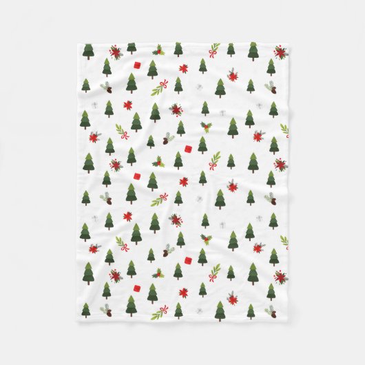 クリスマスツリー&ボウ フリースブランケット (正面)