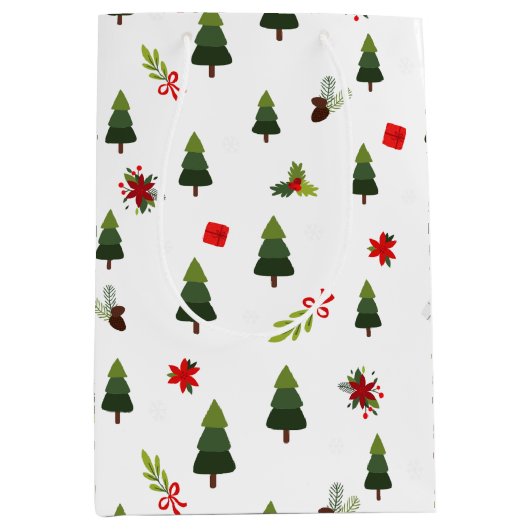 クリスマスツリー&ボウ ミディアムペーパーバッグ (正面)