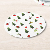 クリスマスツリー&ボウ ラウンドペーパーコースター (アングル)