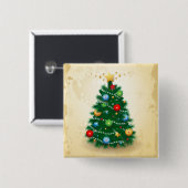 クリスマスツリー，ボタン 缶バッジ (正面&裏面)
