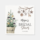 クリスマスツリー |ボホー冬ブライダルシャワー紙 スタンダードカクテルナプキン (正面)