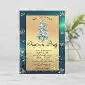 クリスマスツリー、ボール、雪片の会社のパーティー 招待状 (スタンド正面)