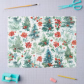 クリスマスツリー、ポインセチア、ホリー、パイン・デコ 薄葉紙 (クラフト)