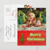 クリスマスツリー ポストカード 個人名 紅 (正面/裏面)