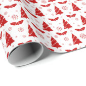 クリスマスツリー、ミストレット、雪片 ラッピングペーパー (ロールコーナー)