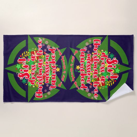 クリスマスツリー、ミッション、陸軍 ビーチタオル (正面)