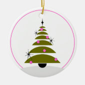 クリスマスツリー – ミッドセンチュリーモダンシェイプ セラミックオーナメント (正面)