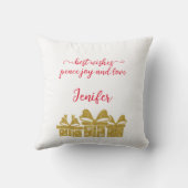 クリスマスツリー |ミニマリスト |金ゴールドグリッター クッション (裏面)