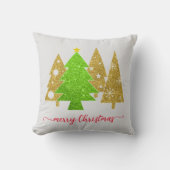 クリスマスツリー |ミニマリスト |金ゴールドグリッター クッション (正面)