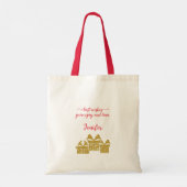 クリスマスツリー |ミニマリスト |金ゴールドグリッター トートバッグ (裏面)