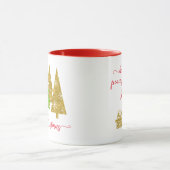クリスマスツリー |ミニマリスト |金ゴールドグリッター マグカップ (中央)