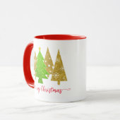 クリスマスツリー |ミニマリスト |金ゴールドグリッター マグカップ (正面左)