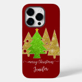 クリスマスツリー |ミニマリスト |金ゴールドグリッター Case-Mate iPhoneケース (裏面)