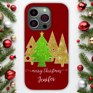 クリスマスツリー ミニマリスト 金ゴールドグリッター Case-Mate iPhone 14 PROケース