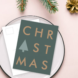 クリスマスツリー |ミニマルモダンリスト金ゴールドと緑 ポストカード